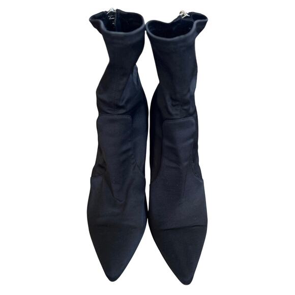 Dolce Vita Elana Black Satin Pointed Toe Sock Boot - Picture 4 of 10